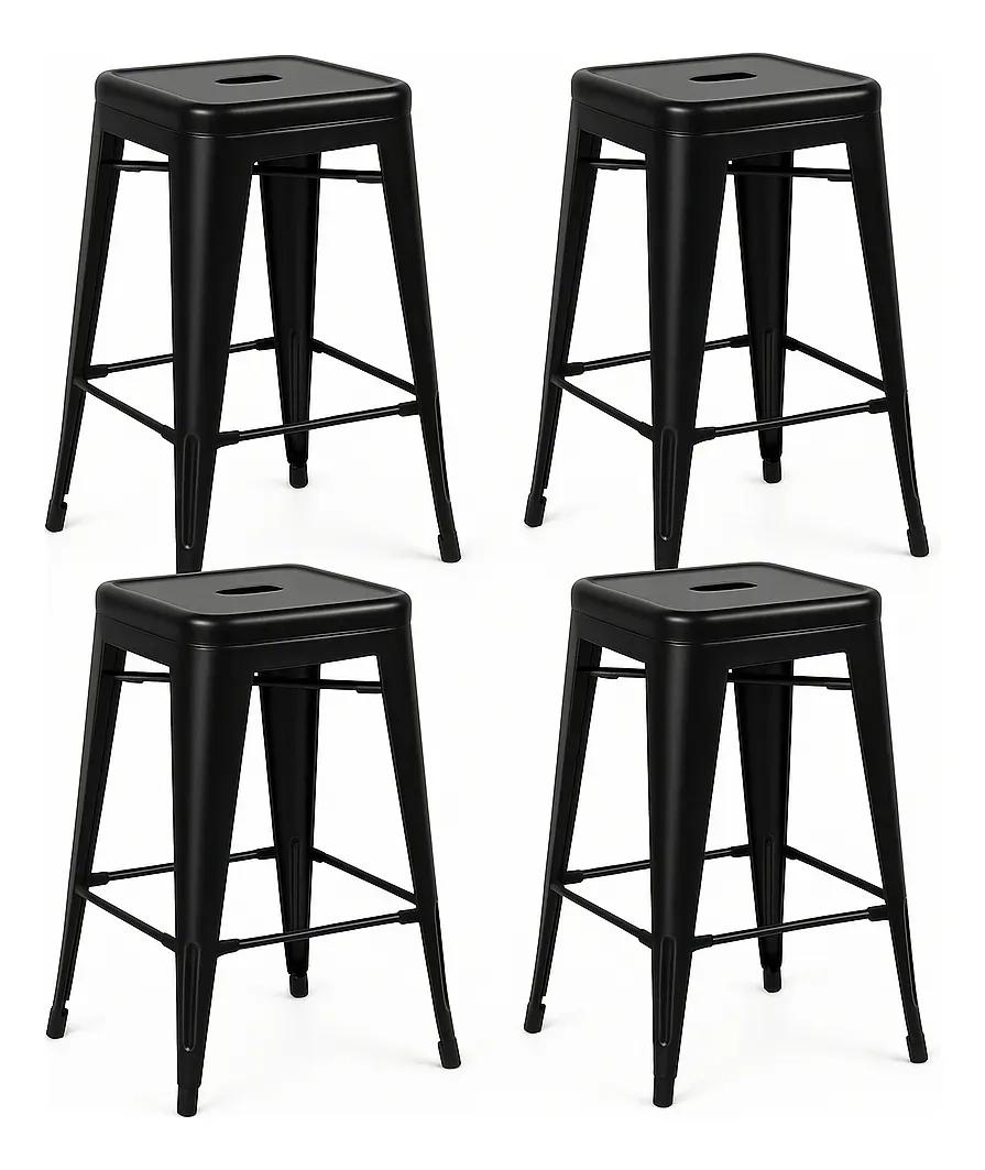 Taburete Tolix de metal JD D103 Banqueta combo x 4 unidades Negro