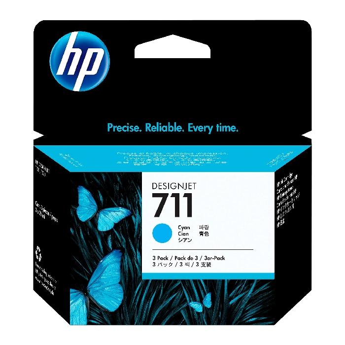 Pack 3 Cartuchos De Tinta Designjet HP 711 Cian CZ134A
