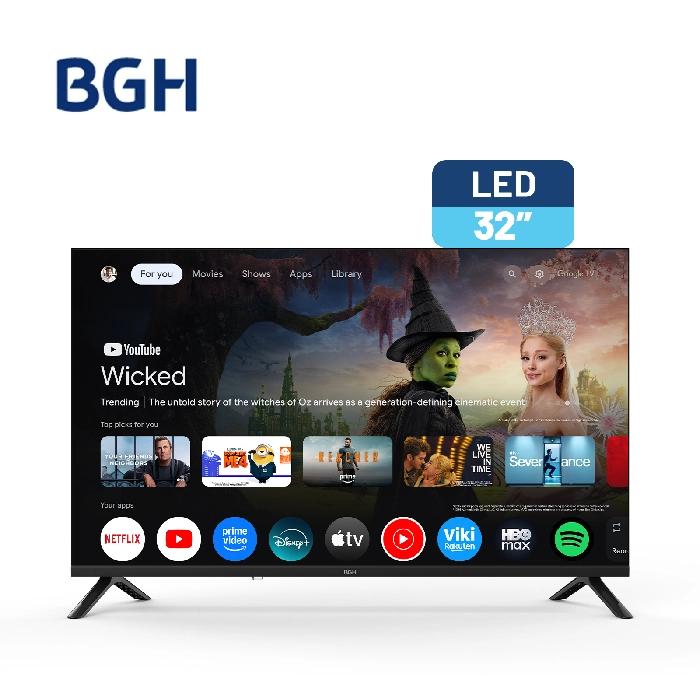 TV LED 32" BGH B3226G5G - HD, NETFLIX, YOUTUBE, DISNEY+, GOOGLE TV (PNE040309)